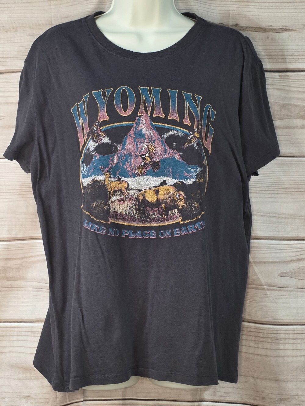 Target Wyoming Graphic Tee Short Sleeve Charcoal Gray Cotton XL - Picture 3 of 6
